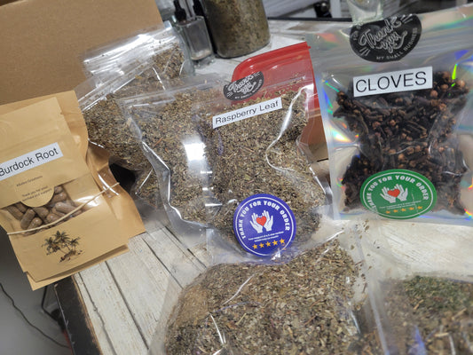 Burdock root (25 c),Clove and Raspberry leaf Package (3 for $25)